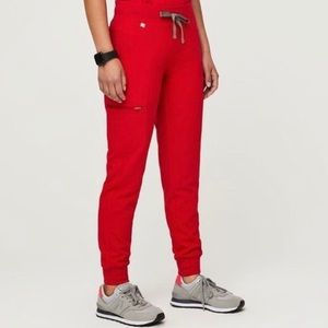 FIGS Pop Red Zamora Jogger Scrub Pant